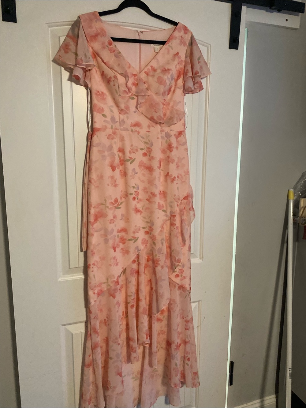 AW Bridal Floral Pink Ruffle Maxi Dress - Women